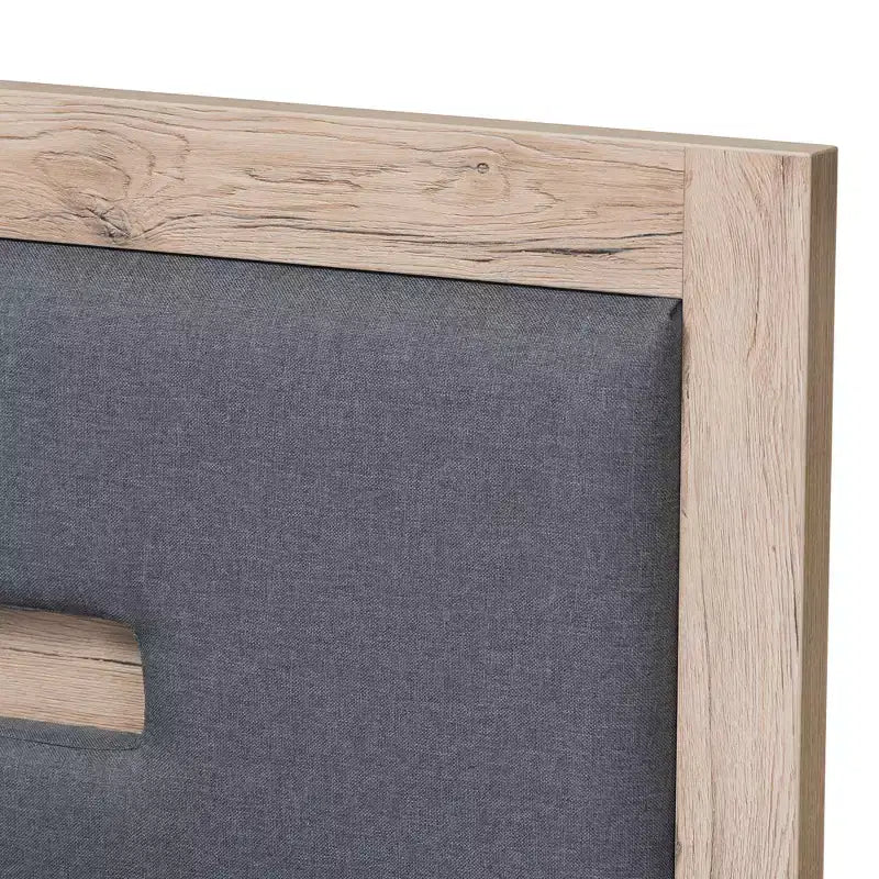 Lit plateforme de rangement Baxton Studio Twin Pandora moderne et contemporain deux tons 2 tiroirs Gris foncé/naturel : Tête de lit rembourrée