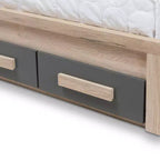 Lit plateforme de rangement Baxton Studio Twin Pandora moderne et contemporain deux tons 2 tiroirs Gris foncé/naturel : Tête de lit rembourrée