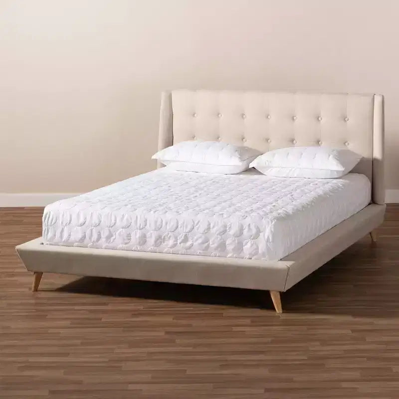 Lit plateforme King Naya beige - Baxton Studio