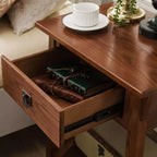 Table de chevet marron - Leick Home : Bois massif, style Mission, 71 cm de hauteur, avec tiroir, 14 kg