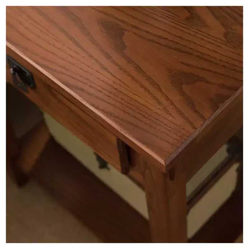 Table de chevet marron - Leick Home : Bois massif, style Mission, 71 cm de hauteur, avec tiroir, 14 kg