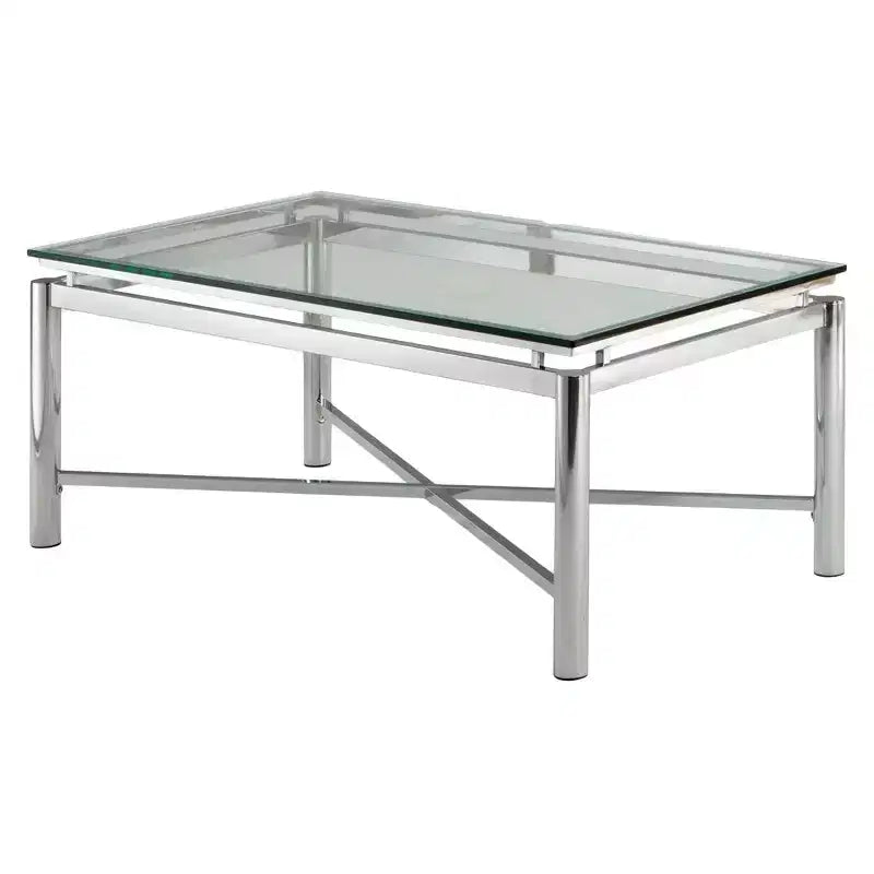 Nova Cocktail Table Chrome and Glass - Steve Silver
