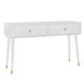 55.5" Geo Glam Console 2 Drawer with Gold Knobs Bright White - Linon: Entryway Narrow Storage, Modern Design