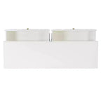 Console glamour géométrique de 55,5 po à 2 tiroirs avec poignées dorées, blanc éclatant - Linon : Rangement étroit pour entrée, design moderne