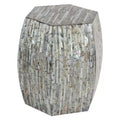 Wood and Shell Hexagon Accent Table - Olivia & May: Capiz Boho Style, No Assembly Required