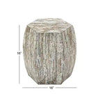 Table d'appoint hexagonale en bois et coquillage - Olivia & May : Style bohème Capiz, aucun assemblage requis