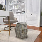 Table d'appoint hexagonale en bois et coquillage - Olivia & May : Style bohème Capiz, aucun assemblage requis