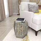 Table d'appoint hexagonale en bois et coquillage - Olivia & May : Style bohème Capiz, aucun assemblage requis