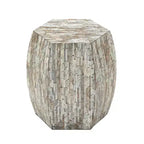 Table d'appoint hexagonale en bois et coquillage - Olivia & May : Style bohème Capiz, aucun assemblage requis