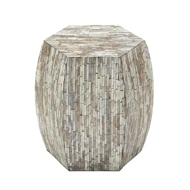 Table d'appoint hexagonale en bois et coquillage - Olivia & May : Style bohème Capiz, aucun assemblage requis