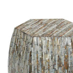 Table d'appoint hexagonale en bois et coquillage - Olivia & May : Style bohème Capiz, aucun assemblage requis
