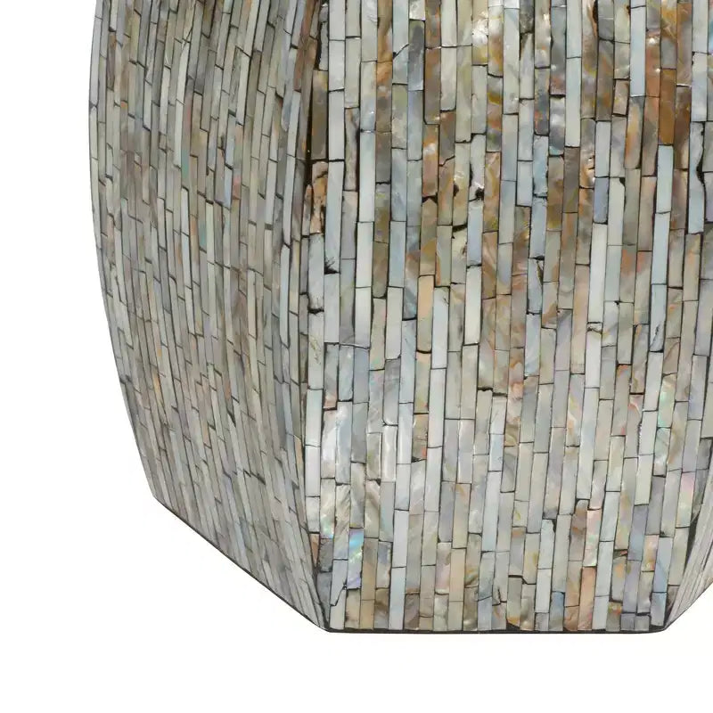 Table d'appoint hexagonale en bois et coquillage - Olivia & May : Style bohème Capiz, aucun assemblage requis