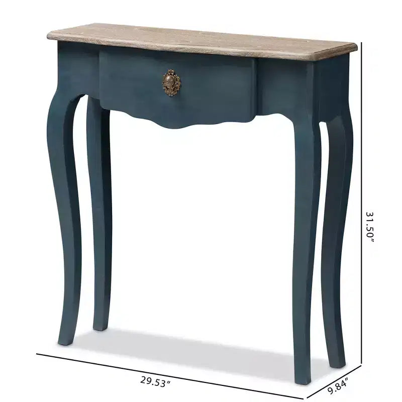 Table console Mazarine Classic and Provincial Spruce Finished Bleue - Baxton Studio : Design mince et élégant, idéal pour les petits espaces