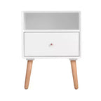 Lilou Side Table White - Adore Decor: Midcentury Modern, Storage Drawer, Shelf, Wood Composite
