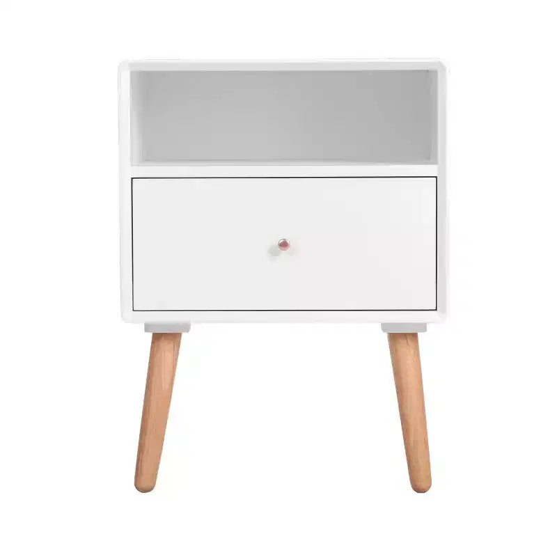 Lilou Side Table White - Adore Decor: Midcentury Modern, Storage Drawer, Shelf, Wood Composite