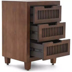 Cabinet à 3 tiroirs Sawyer marron - Adore Decor : Style bohème, placage en bois, mobilier de salon