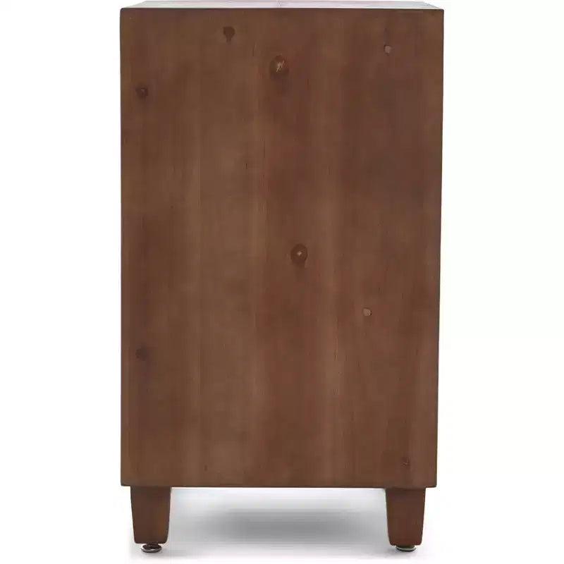 Cabinet à 3 tiroirs Sawyer marron - Adore Decor : Style bohème, placage en bois, mobilier de salon