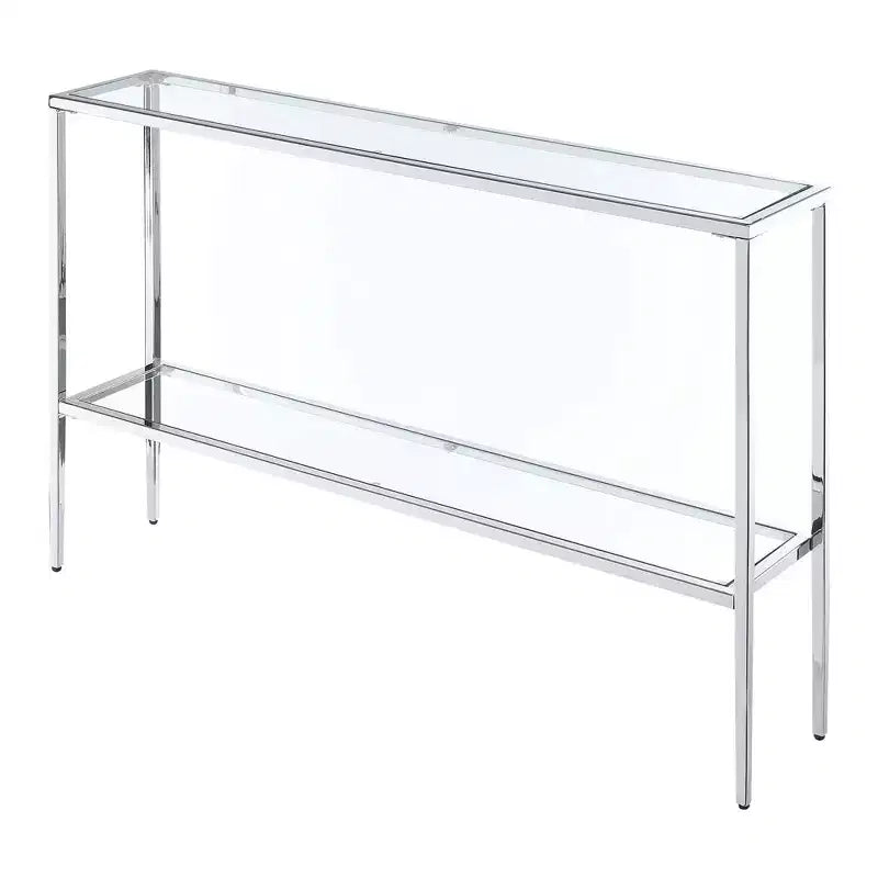 Nadia Chrome Console Table Chrome - Breighton Home: Mid-Century Modern, Tempered Glass, Metal Frame