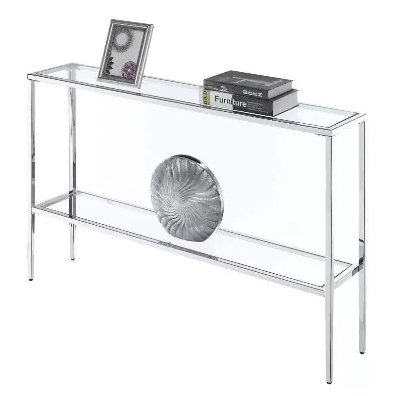 Nadia Chrome Console Table Chrome - Breighton Home : Milieu de siècle moderne, verre trempé, cadre en métal