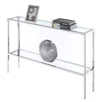 Nadia Chrome Console Table Chrome - Breighton Home : Milieu de siècle moderne, verre trempé, cadre en métal