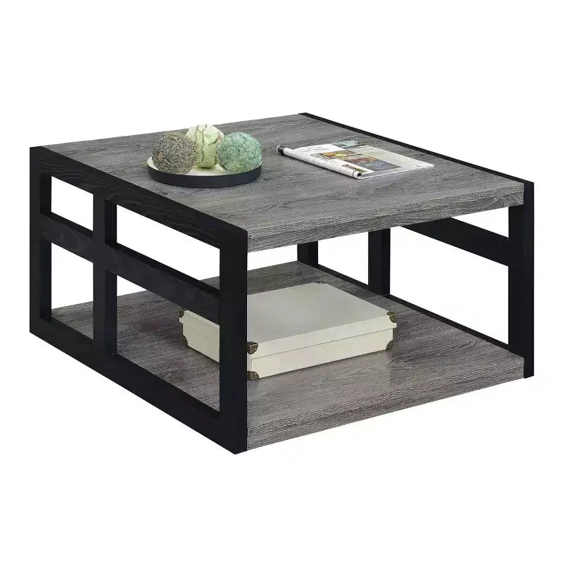 Table basse carrée Breighton Home Monterey avec étagère, gris patiné/noir