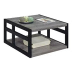 Table basse carrée Breighton Home Monterey avec étagère, gris patiné/noir