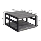 Table basse carrée Breighton Home Monterey avec étagère, gris patiné/noir