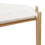 Table d'appoint Finch Colton à plateau en marbre massif avec base en métal blanc/doré : Style Glamour de luxe, Cadre en fer, Forme carrée