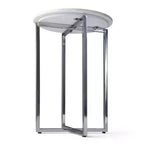 Table d'appoint contemporaine en métal large 18" Farnell avec base chromée Blanc/Argent - WyndenHall : Dessus en marbre, Table d'appoint ronde