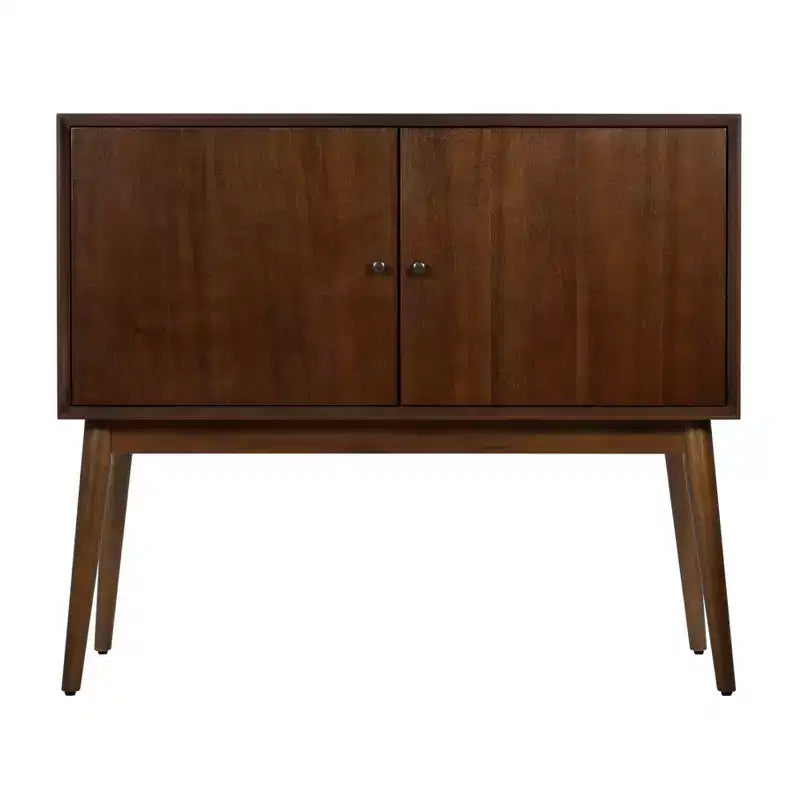 Brookline 2 Door Storage Cabinet Classic Walnut - Adore Decor: Mid-Century Modern, Acacia Veneer, Divided Storage