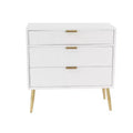 Olivia & May Modern 3 Drawer Wooden Chest with Knob Pulls White: Mid-Century Style, MDF Composite Frame