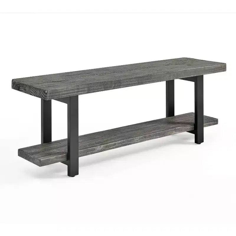 Banc Pomona en métal et bois Gris ardoise - Meubles Alaterre