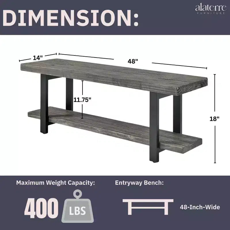 Banc Pomona en métal et bois Gris ardoise - Meubles Alaterre