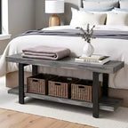 Banc Pomona en métal et bois Gris ardoise - Meubles Alaterre