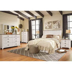 Tête de lit Queen Willowton Whitewash – Signature Design by Ashley : Stratifié imitation bois, Fixation sur cadre de lit