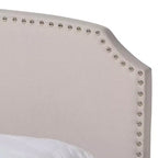 Lit plateforme Baxton Studio Queen Larese avec 2 tiroirs de rangement, tissu beige/noir : Style moderne du milieu du siècle, sommier tapissier non requis.
