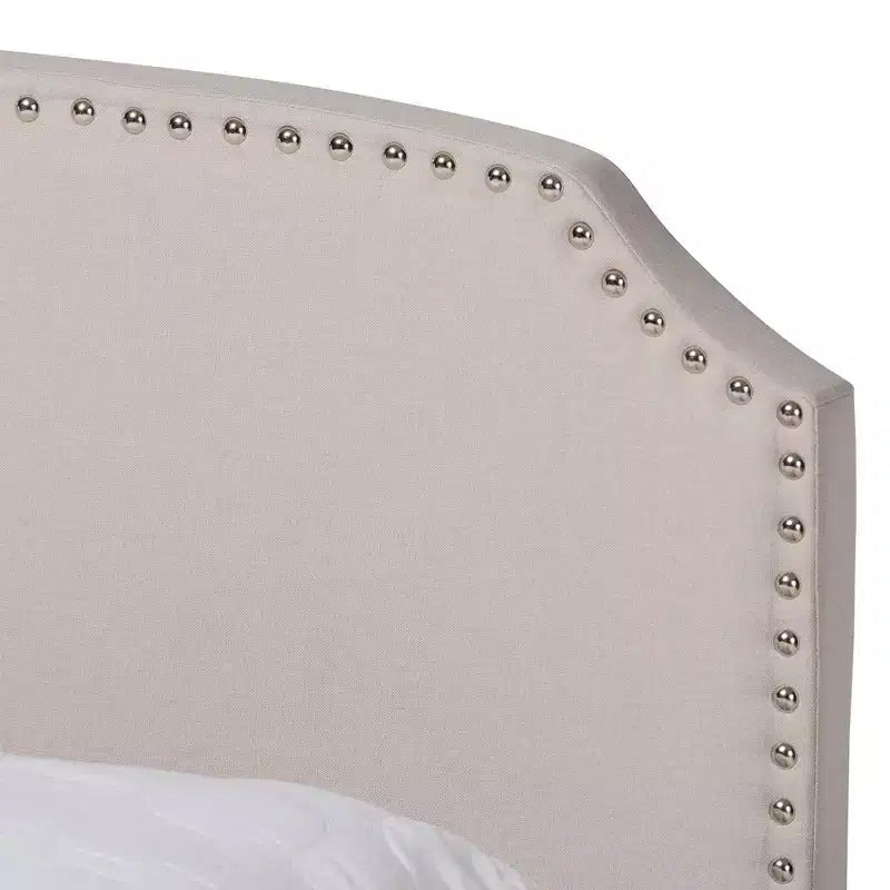 Lit plateforme Baxton Studio Queen Larese avec 2 tiroirs de rangement, tissu beige/noir : Style moderne du milieu du siècle, sommier tapissier non requis.