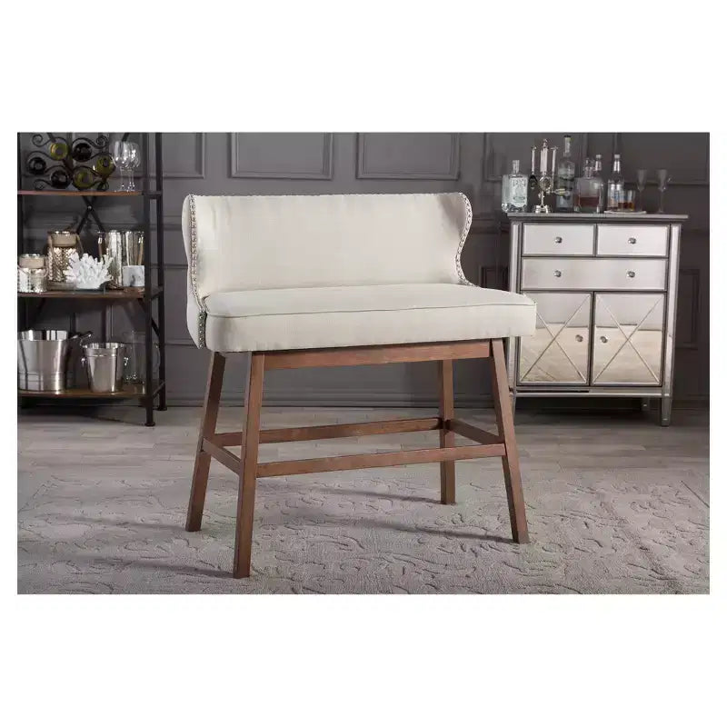 Gradisca Modern And Contemporary Fabric Button Tufted Upholstered Bar Bench Banquette - Baxton Studio