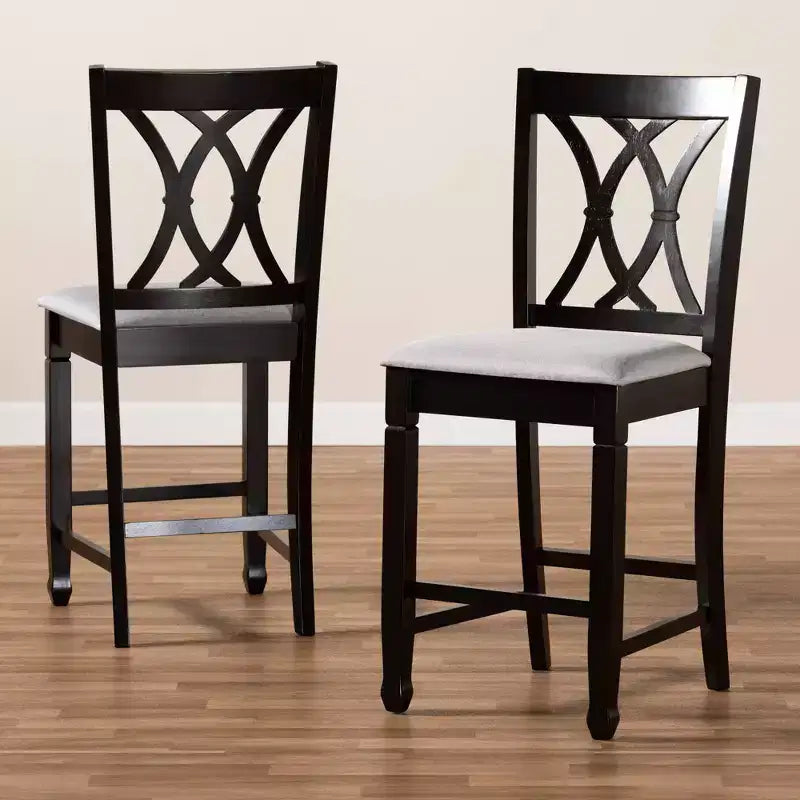 2 chaises de bar hauteur comptoir en bois fini Reneau - Baxton Studio