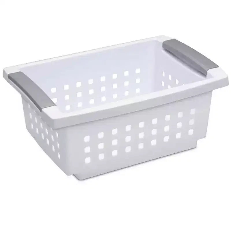 Sterilite Petit Panier Empilable Blanc avec Accents Titane (Paquet de 12) 16608006