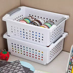 Sterilite Petit Panier Empilable Blanc avec Accents Titane (Paquet de 12) 16608006