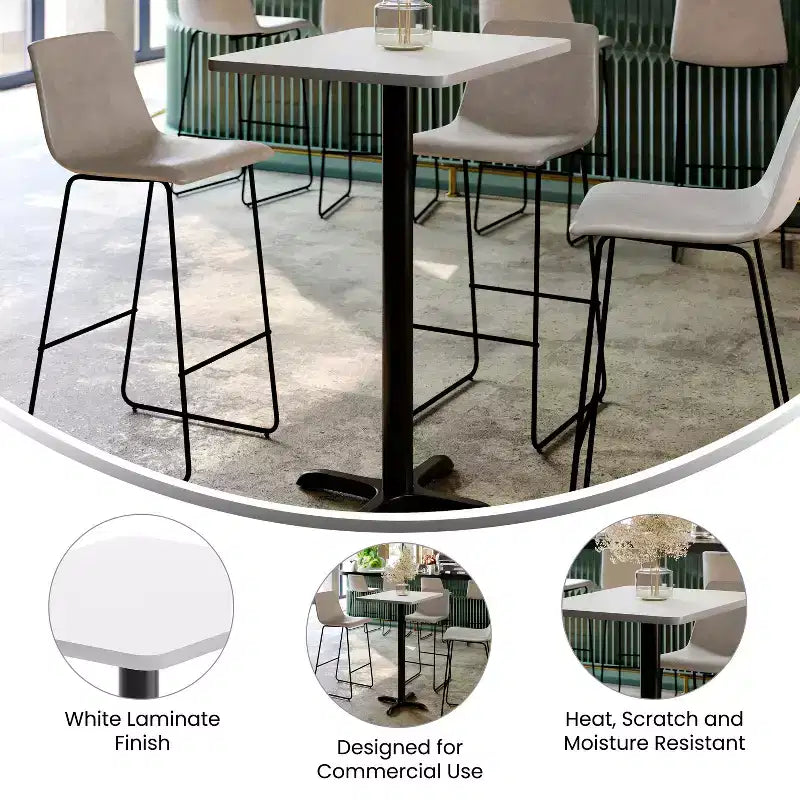 Flash Furniture Plateau de table rectangulaire stratifié 24'' x 30'' avec pied de table hauteur bar 22'' x 22''