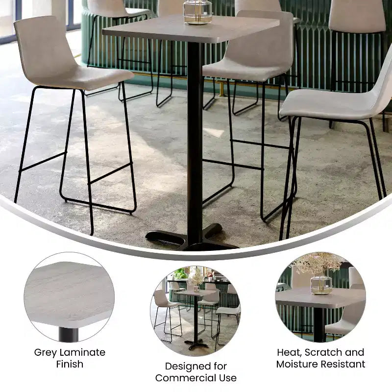 Flash Furniture Plateau de table rectangulaire stratifié 24'' x 30'' avec pied de table hauteur bar 22'' x 22''