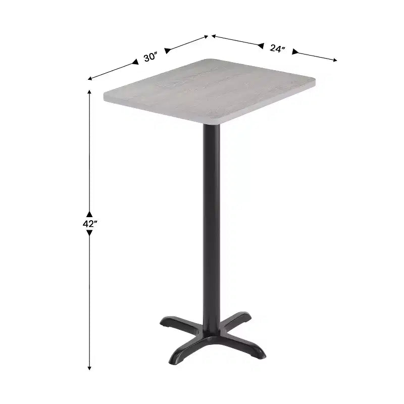 Flash Furniture Plateau de table rectangulaire stratifié 24'' x 30'' avec pied de table hauteur bar 22'' x 22''