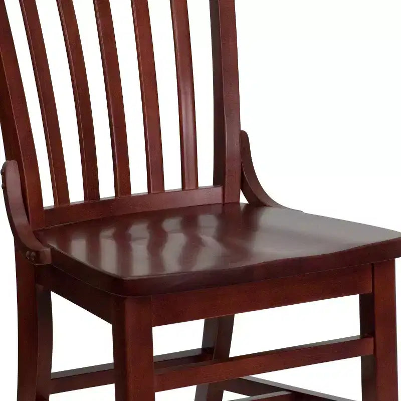 Chaise de restaurant en bois à dossier écolier de la série HERCULES de Flash Furniture