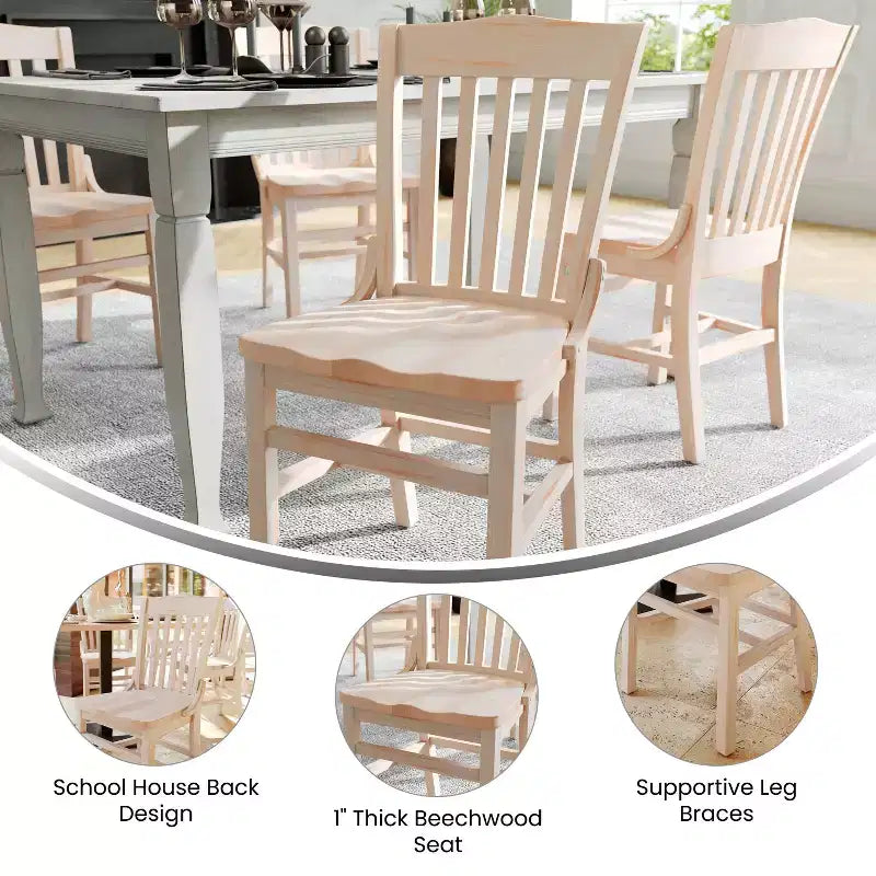 Chaise de restaurant en bois à dossier écolier de la série HERCULES de Flash Furniture