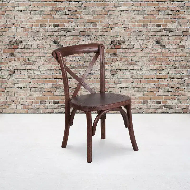Chaise pour enfants empilable à dossier croisé en bois d'acajou série HERCULES de Flash Furniture
