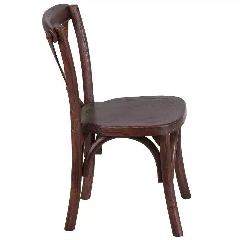 Chaise pour enfants empilable à dossier croisé en bois d'acajou série HERCULES de Flash Furniture