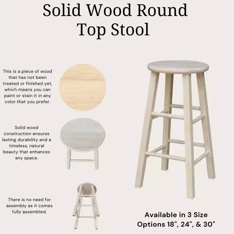 Tabouret de bar rond non fini - International Concepts