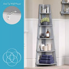 RiverRidge Amery Étagère d'angle haute à 5 niveaux avec étagère d'exposition et rangement d'angle pour salle de bain, salon, bureau